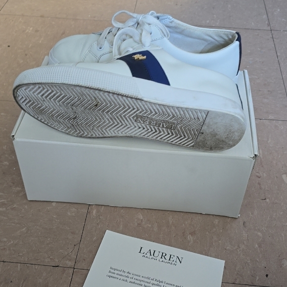 Lauren Ralph Lauren White and Navy Sneakers - Picture 6 of 7
